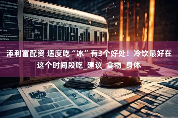 添利富配资 适度吃“冰”有3个好处！冷饮最好在这个时间段吃_建议_食物_身体