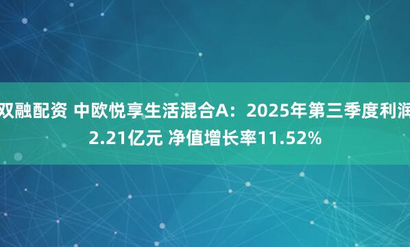 双融配资 中欧悦享生活混合A：2025年第三季度利润2.21亿元 净值增长率11.52%